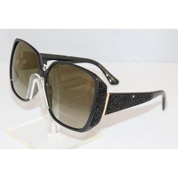 New Jimmy Choo Women's Black Glitter Oversized Frame Sunglasses - Picture 1 of 5